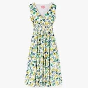 NWT $298 Kate Spade‎ New York Floral Smocked Waist Midi Dress Size M